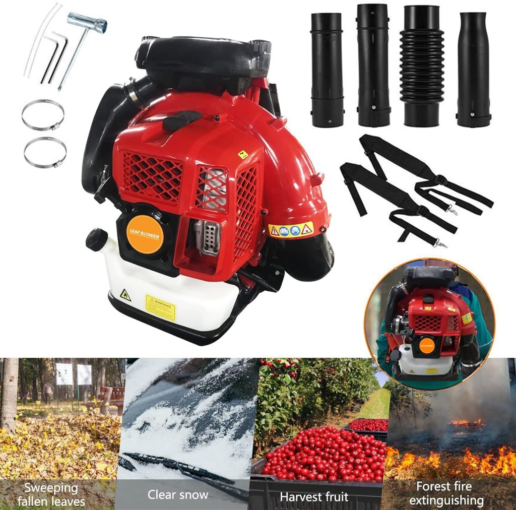 80CC 900CFM Leaf Blower - 2 Stroke Backpack Gas Powered Leaf Blower, Grass Lawn Blower Air Cooling Gasoline Backpack Grass Blower, Backpack Snow Blower for Garden