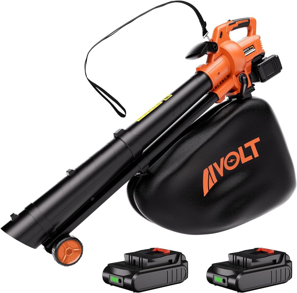 AIVOLT Cordless Leaf Blower Vacuum with Bag, 3 in 1 40v Battery Powered Leaf Blower, Vacuum, Mulcher, 150MPH Air Speed, 6-Speed Dial,Battery and Dual Port Charger Included