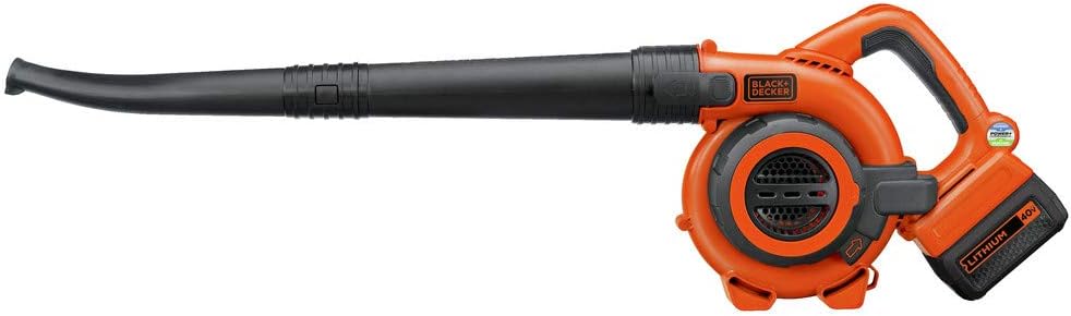 BLACK+DECKER 40V Cordless Leaf Blower Kit, 120 mph Air Speed, 6-Speed Dial, Built-In Scraper, With Collection Bag, Battery and Charger Included (LSWV36)