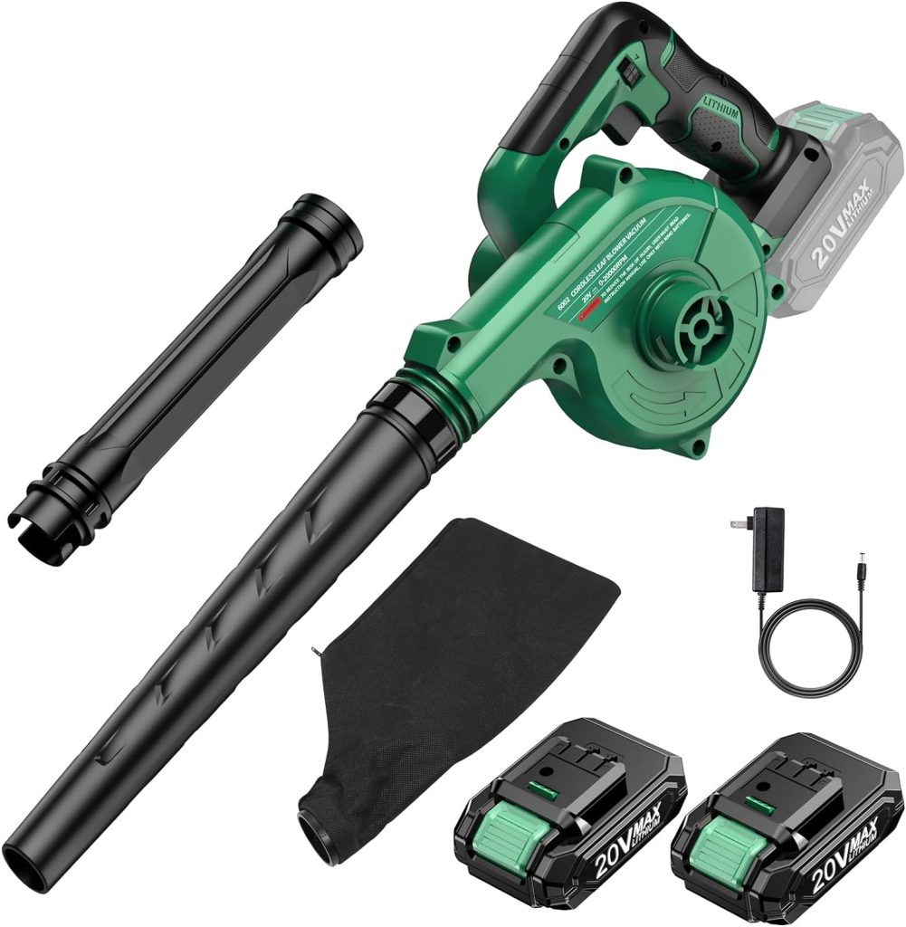 Cordless Leaf Blower - 20V 2.0 Ah Lithium Battery 2in1 Sweeper/Vacuum for Blowing Leaf, Clearing Dust Small Trash,Car, Computer Host, Hard to Clean Corner