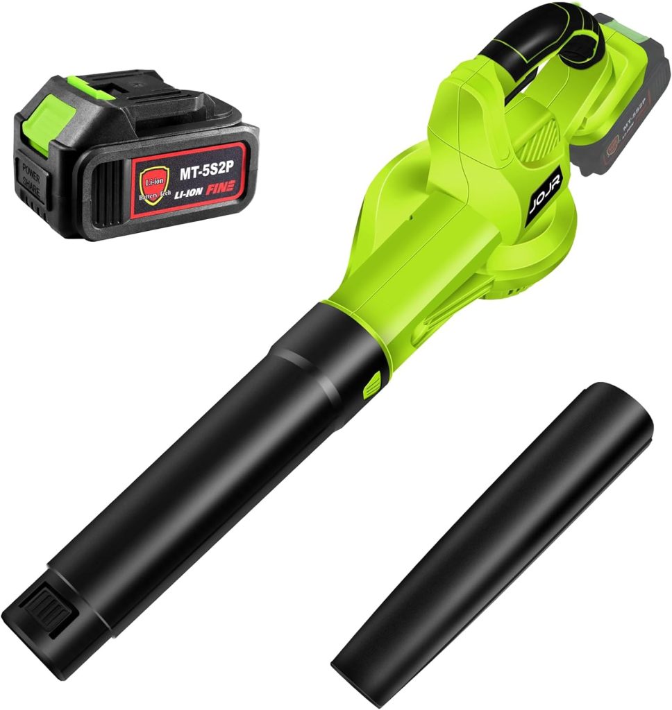 Cordless Leaf Blower, Leaf Blower Cordless with Battery and Charger, 3.0Ah Battery Powered Leaf Blowers Handheld Electric Blowers for Lawn Care, Patio, Snow, Dust, Blowing Leaves (Green)