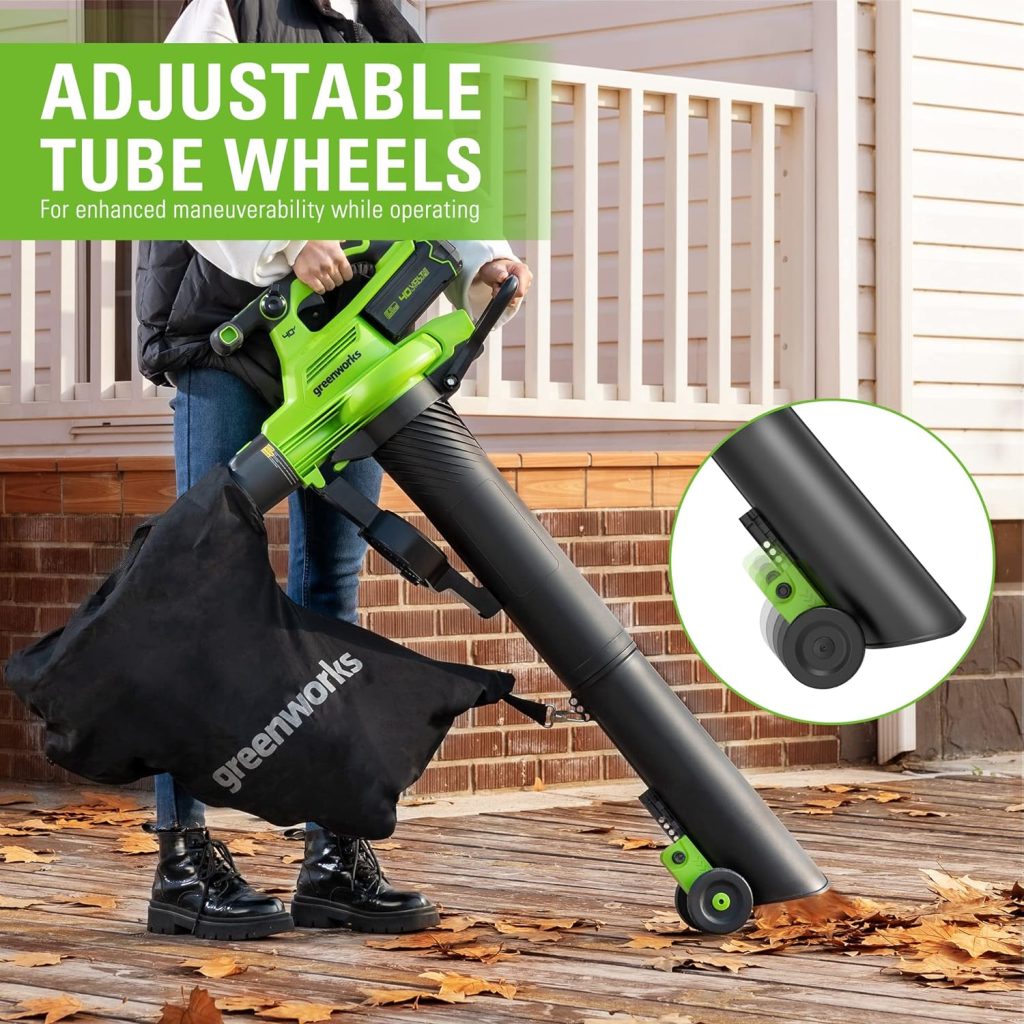 Greenworks 40V (185 MPH / 340 CFM / 75+ Compatible Tools) Cordless Brushless Leaf Blower / Vacuum, Tool Only