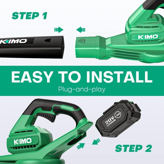 kimo electric leaf blower with 2 x 20 battery review