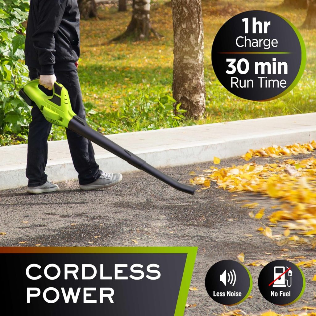 Mueller UltraStorm Cordless Leaf Blower, 20 V Powerful Motor, Electric Leaf Blower for Lawn Care, Battery Powered Leaf Blower Lightweight for Snow Blowing (Battery  Charger Included)