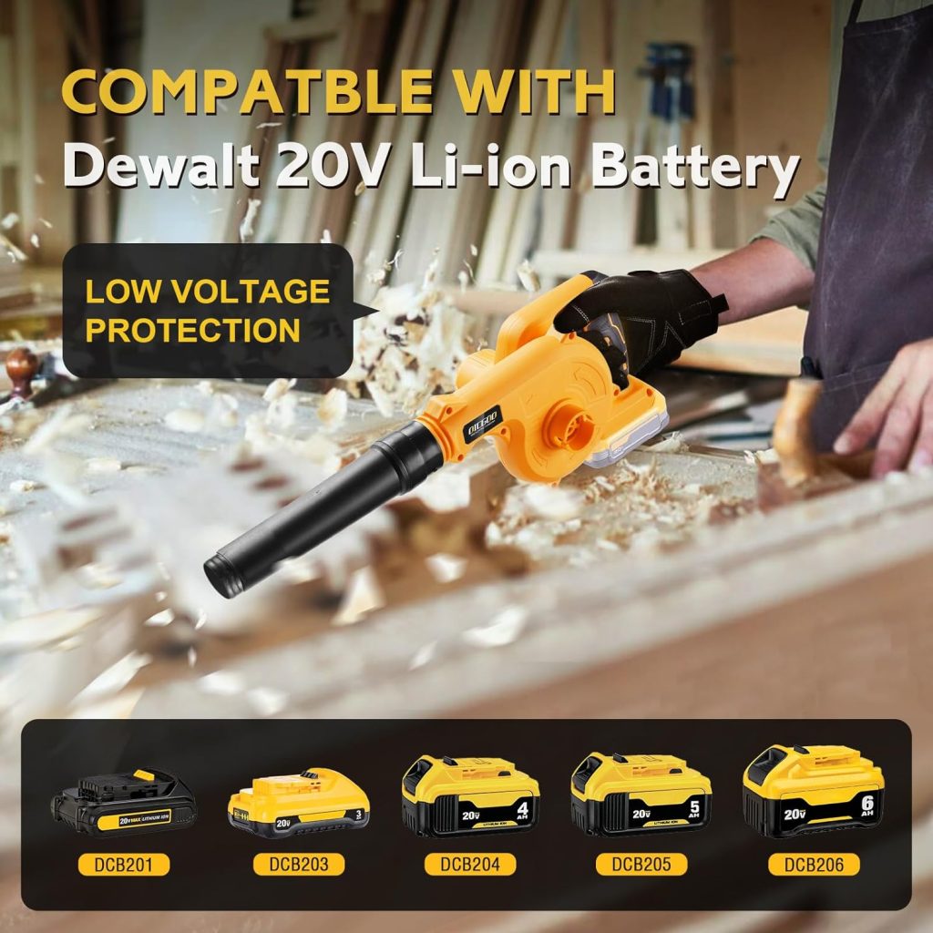 Cordless Leaf Blower for Dewalt 20V Max Battery, Electric Jobsite Air Blower, Variable Speed Up to 150MPH,2-in-1 Handle Electric Blower and Vacuum Cleaner (Battery Not Included)