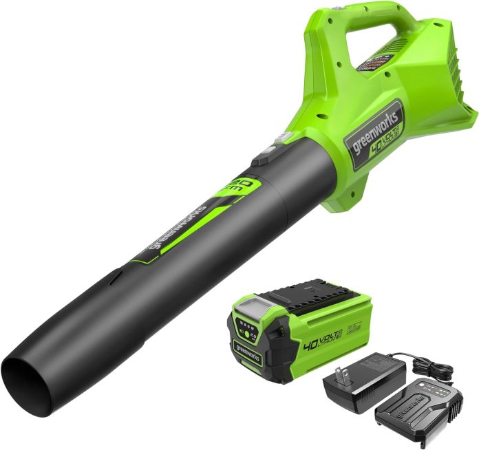 greenworks 40v 100 mph 350 cfm 75 compatible tools cordless axial leaf blower 20ah battery and charger included