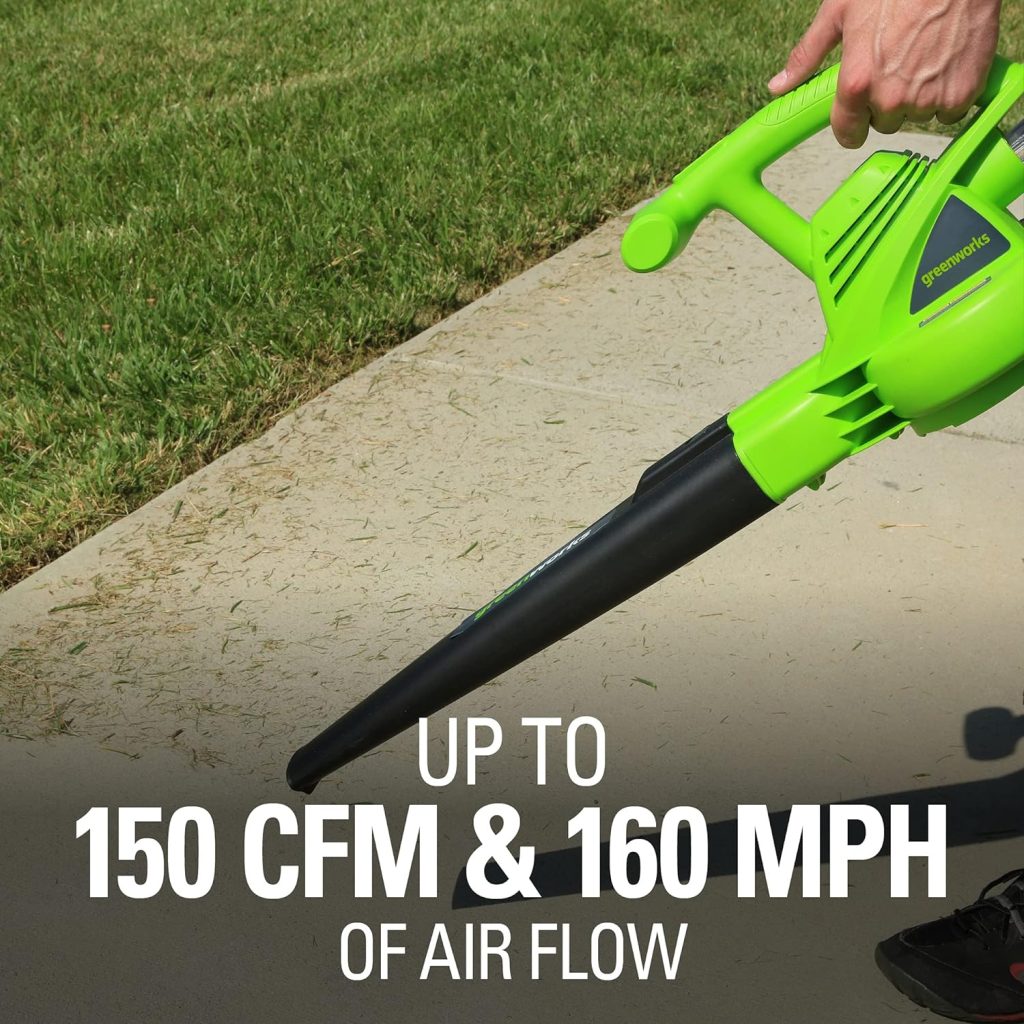 Greenworks 7 Amp 160 MPH/150 CFM Single Speed Electric Blower, 24012