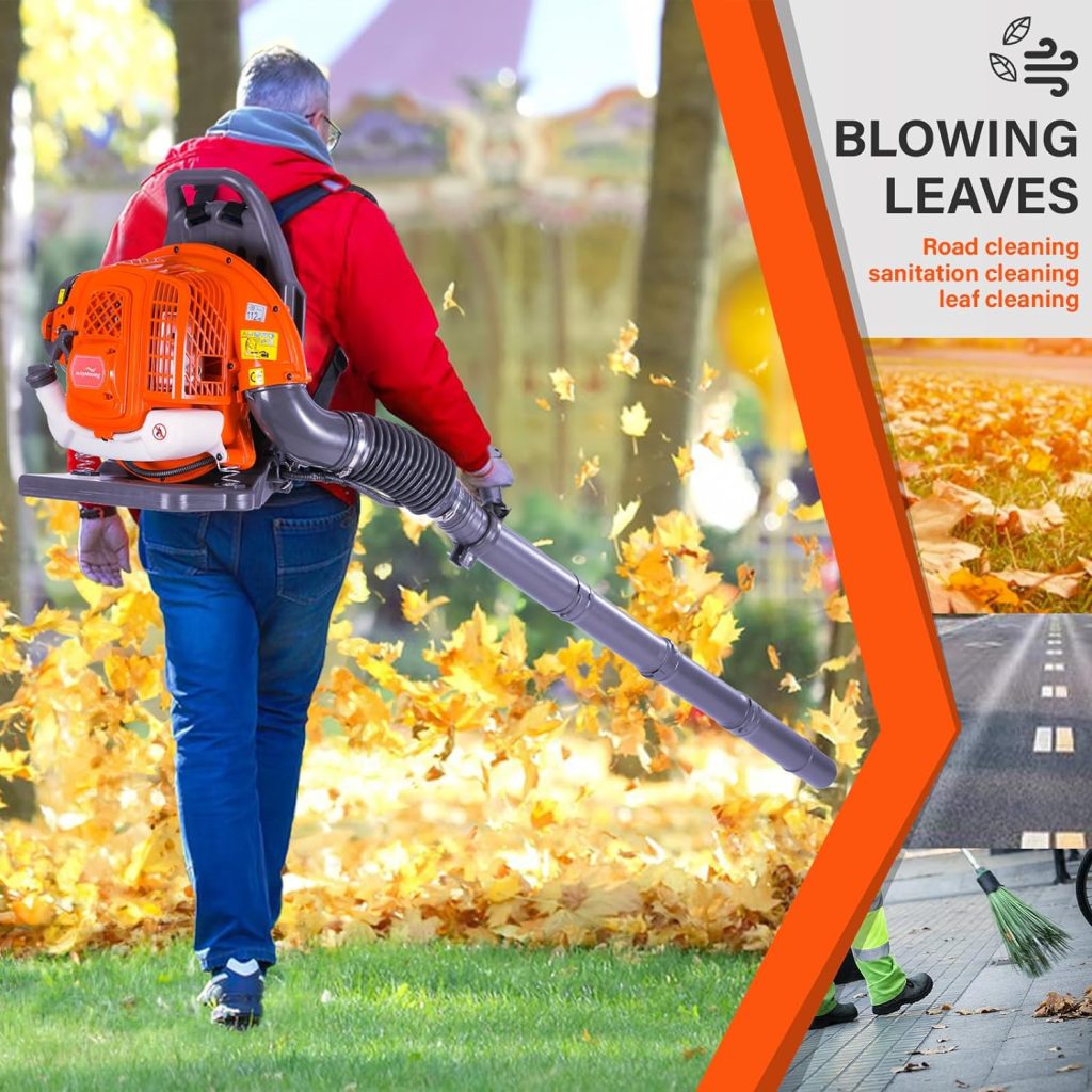 Prapark Backpack Leaf Blower Gas Powered - Lightweight 18 LB, Powerful 65CC 2-Stroke Engine, 850CFM, Ergonomic Design - Ideal for Lawn, Snow, Dust