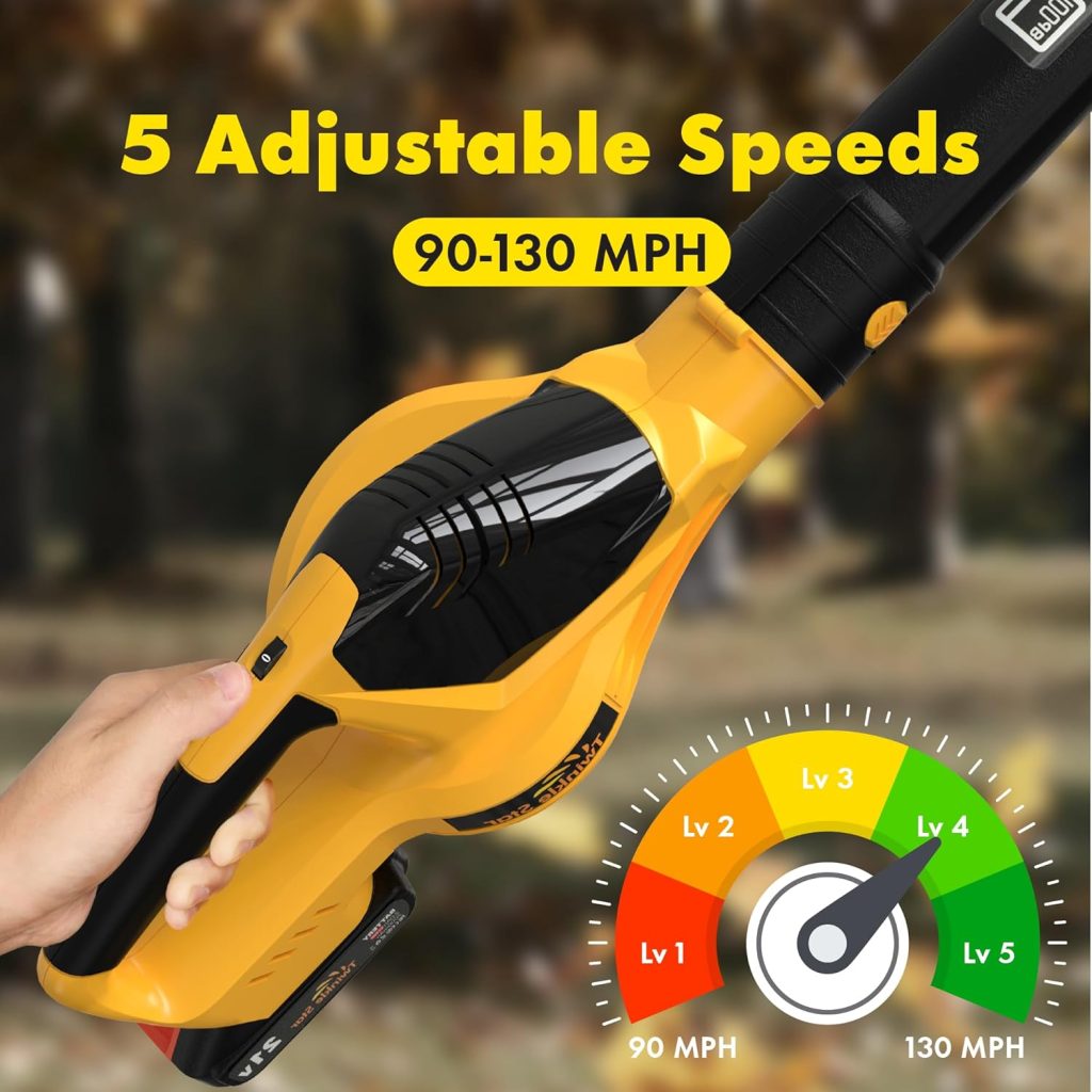 Twinkle Star Leaf Blower Cordless, Battery Powered Leaf Blower with 2 Battery and Charger, Rechargeable Electric Handheld Leaf Blowers for Patio, Lawn, Leaves and Snow