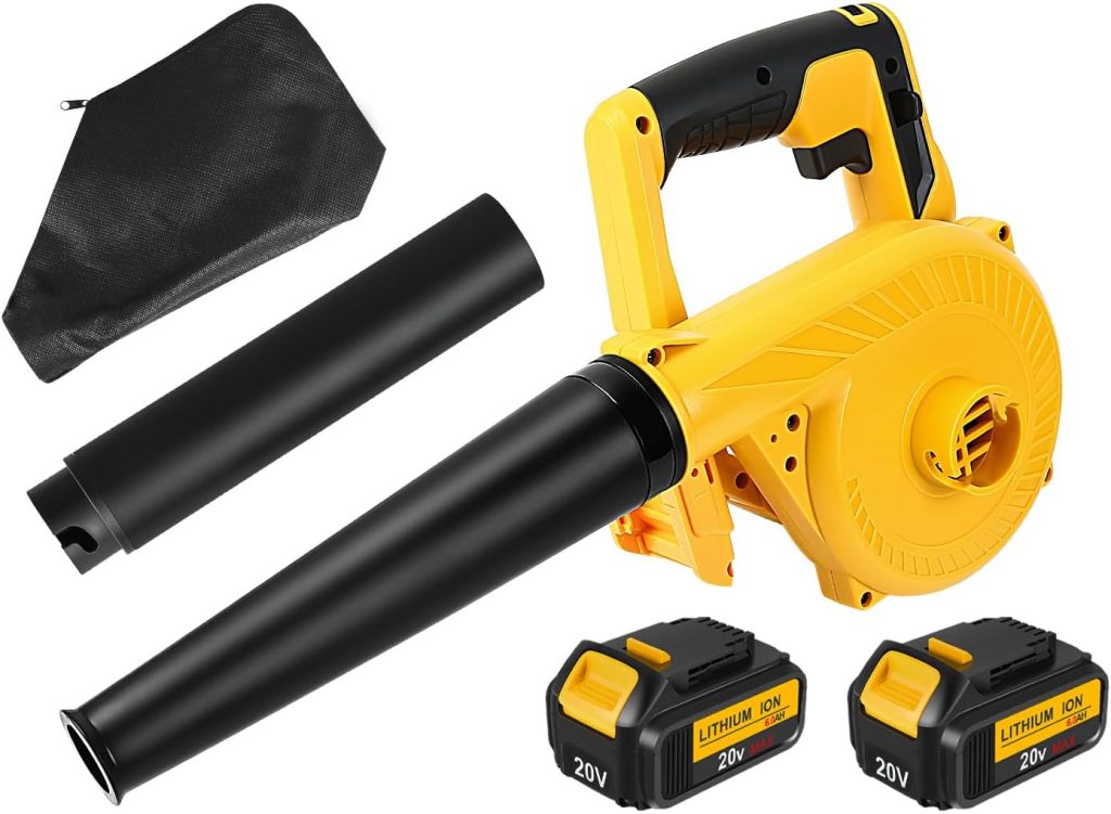 Vpment Leaf Blower 20v Max Compatible with Dewalt 20V Battery, Cordless Leaf Blower, 2-in-1 Handheld Electric Leaf Blower  Vacuum (2 X 6.0Ah Batteries Included)