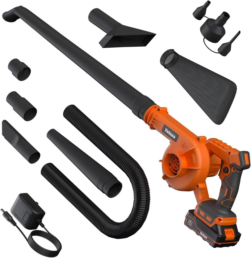 20V Multi-use Leaf Blower, Cordless Leaf Blower, 2-in-1 Design with Battery, Charger, and Dust Bag, Cleaning Leaves, Dust, Rainwater from Cars, Computer Towers, and Hard-to-Clean Corners.(Orange)