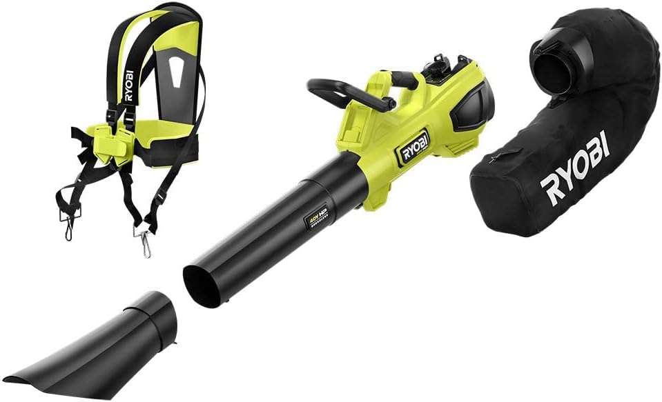 RYOBI 40V HP Brushless 100 MPH 600 CFM Cordless Leaf Blower/Mulcher/Vacuum with (2) 4.0 Ah Batteries and Charger Green