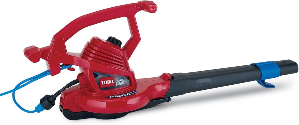 Toro 51621 UltraPlus Leaf Blower Vacuum, Variable-Speed (up to 250 mph) with Metal Impeller, 12 amp,Red