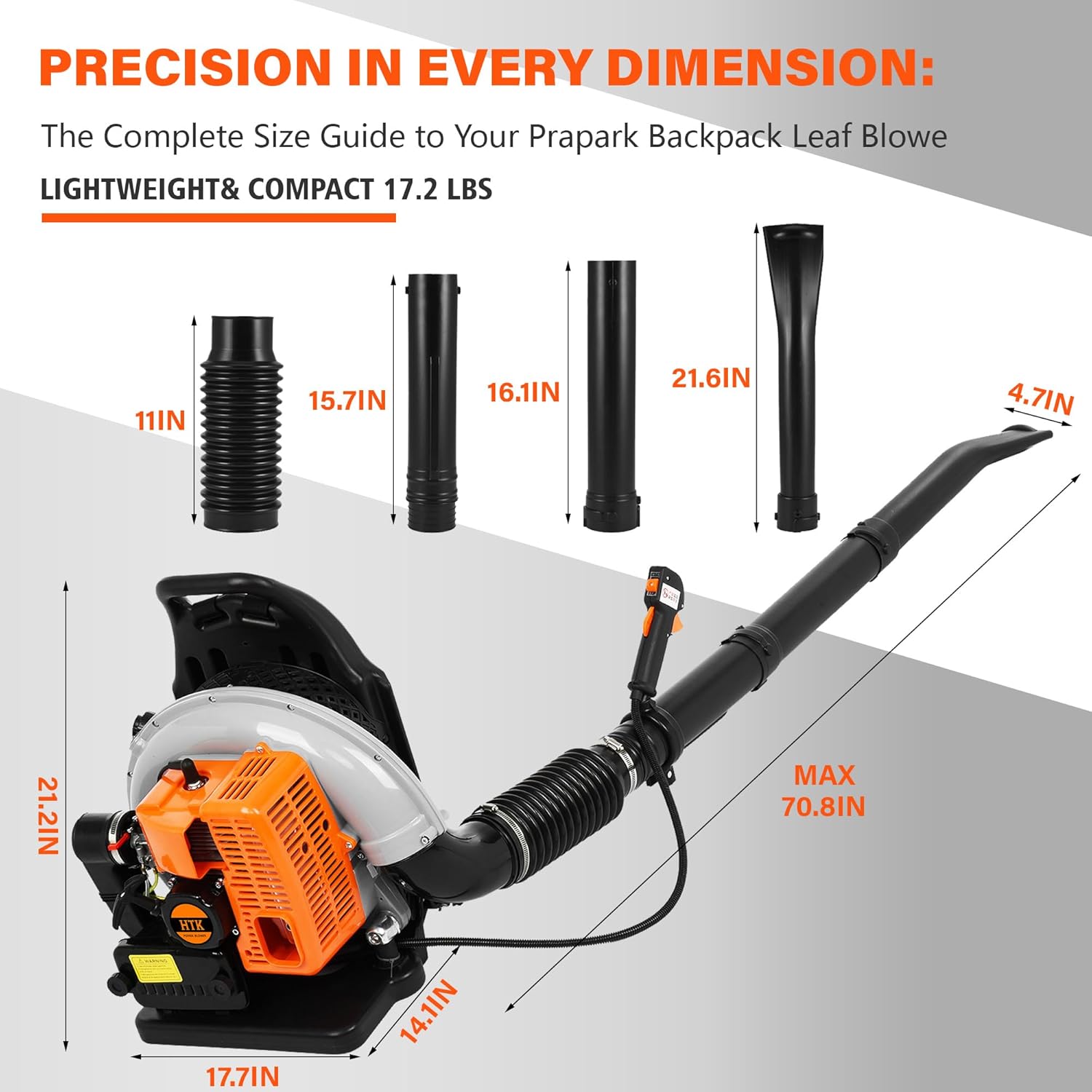 HTK 2-Stroke Gas-Powered Backpack Leaf Blower - 63CC Engine, High-Velocity 665CFM - Ergonomic  Fuel-Efficient - Ideal for Lawn, Dust, Snow  Debris Removal