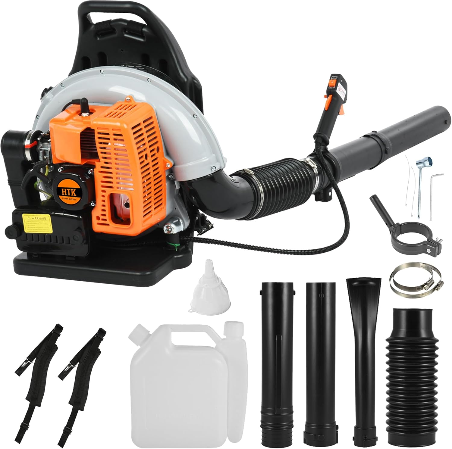 HTK 2-Stroke Gas-Powered Backpack Leaf Blower - 63CC Engine, High-Velocity 665CFM - Ergonomic  Fuel-Efficient - Ideal for Lawn, Dust, Snow  Debris Removal