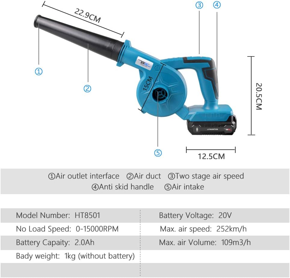 NEWONE Small Leaf Blower Cordless Mini Hand Electric Leaf Blower/Leaf Vacuum,20V 2 Speed Lightweight Sweeper Vacuum with 1 Battery and Charger,Portable for Lawn Care/Dust/Pet Hair/Dust/Small Trash