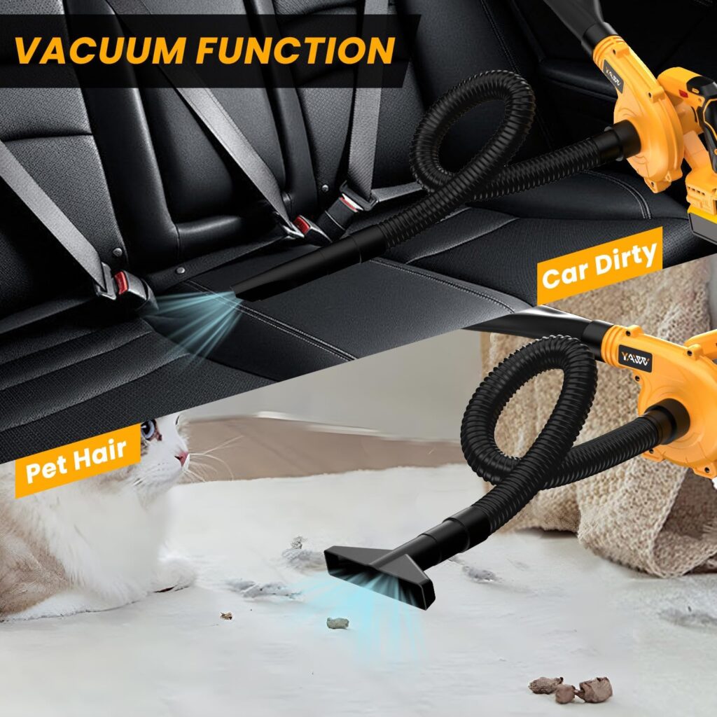 Cordless Leaf Blower for Dewalt 20V Max Battery, Jobsite Air Blower with Brushless Motor,6 Variable Speed Up to 180MPH,2-in-1 Handle Electric Blower and Vacuum Cleaner(Battery Not Included)