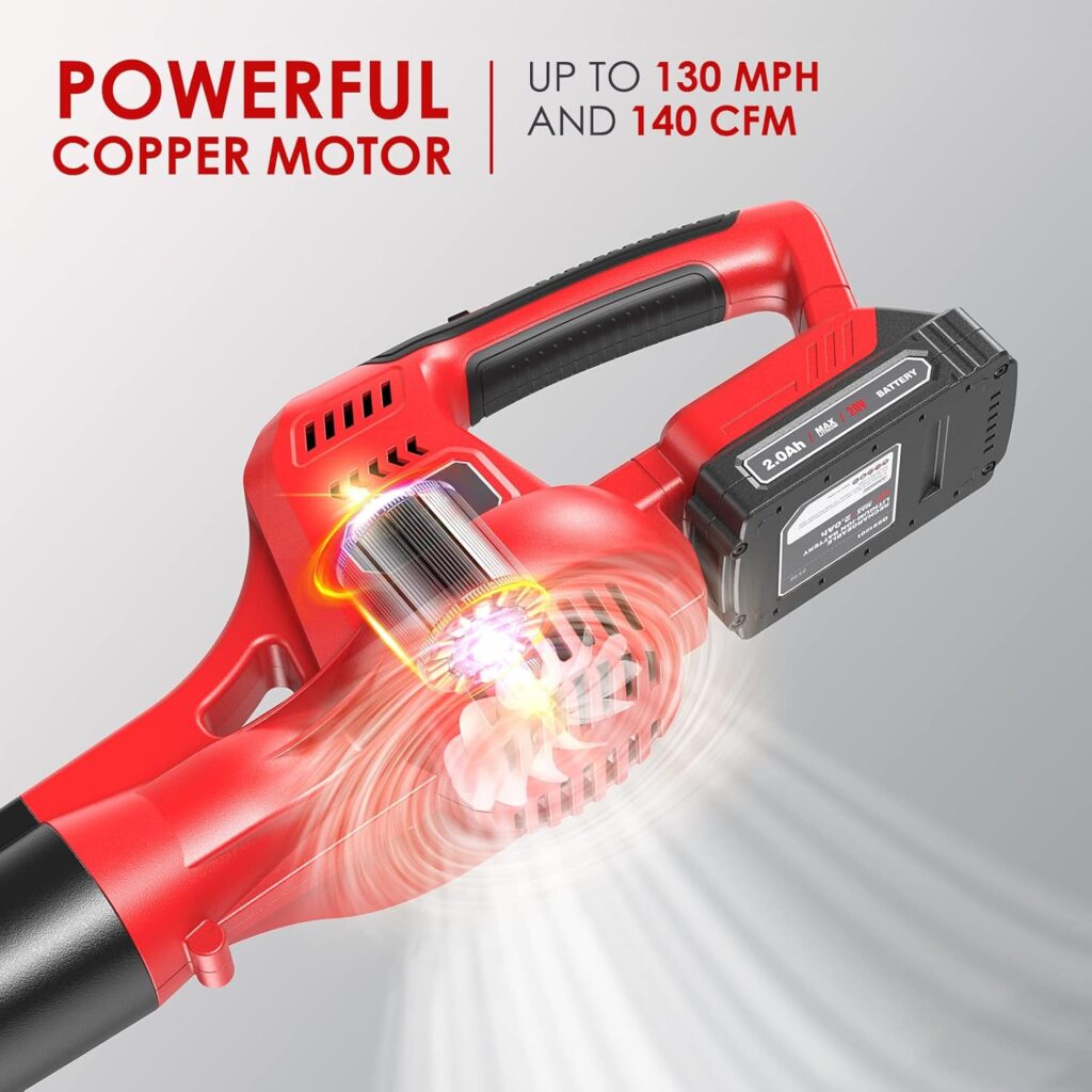 Cordless Leaf Blower, 20V Lightweight Electric Blower with Battery and Charger, Portable Handheld Power Leaf Blower with 2-Speed Control for Lawn Care Cordless Leaf Blower, 20V Lightweight Electric Blower with Battery and Charger, Portable Handheld Power Leaf Blower with 2-Speed Control for Lawn Care