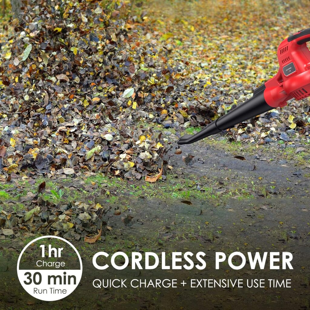 Cordless Leaf Blower, 20V Lightweight Electric Blower with Battery and Charger, Portable Handheld Power Leaf Blower with 2-Speed Control for Lawn Care Cordless Leaf Blower, 20V Lightweight Electric Blower with Battery and Charger, Portable Handheld Power Leaf Blower with 2-Speed Control for Lawn Care