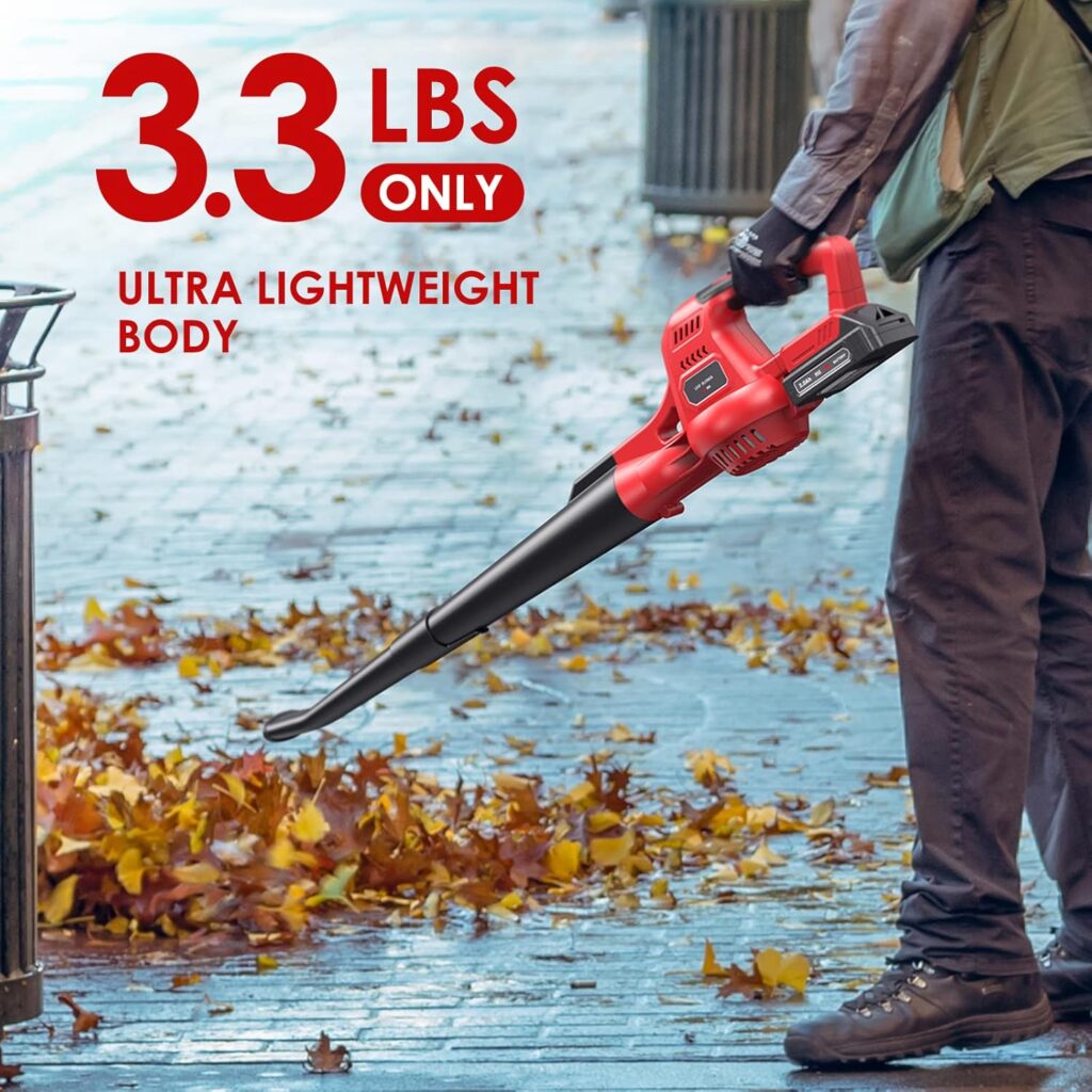 Cordless Leaf Blower, 20V Lightweight Electric Blower with Battery and Charger, Portable Handheld Power Leaf Blower with 2-Speed Control for Lawn Care Cordless Leaf Blower, 20V Lightweight Electric Blower with Battery and Charger, Portable Handheld Power Leaf Blower with 2-Speed Control for Lawn Care
