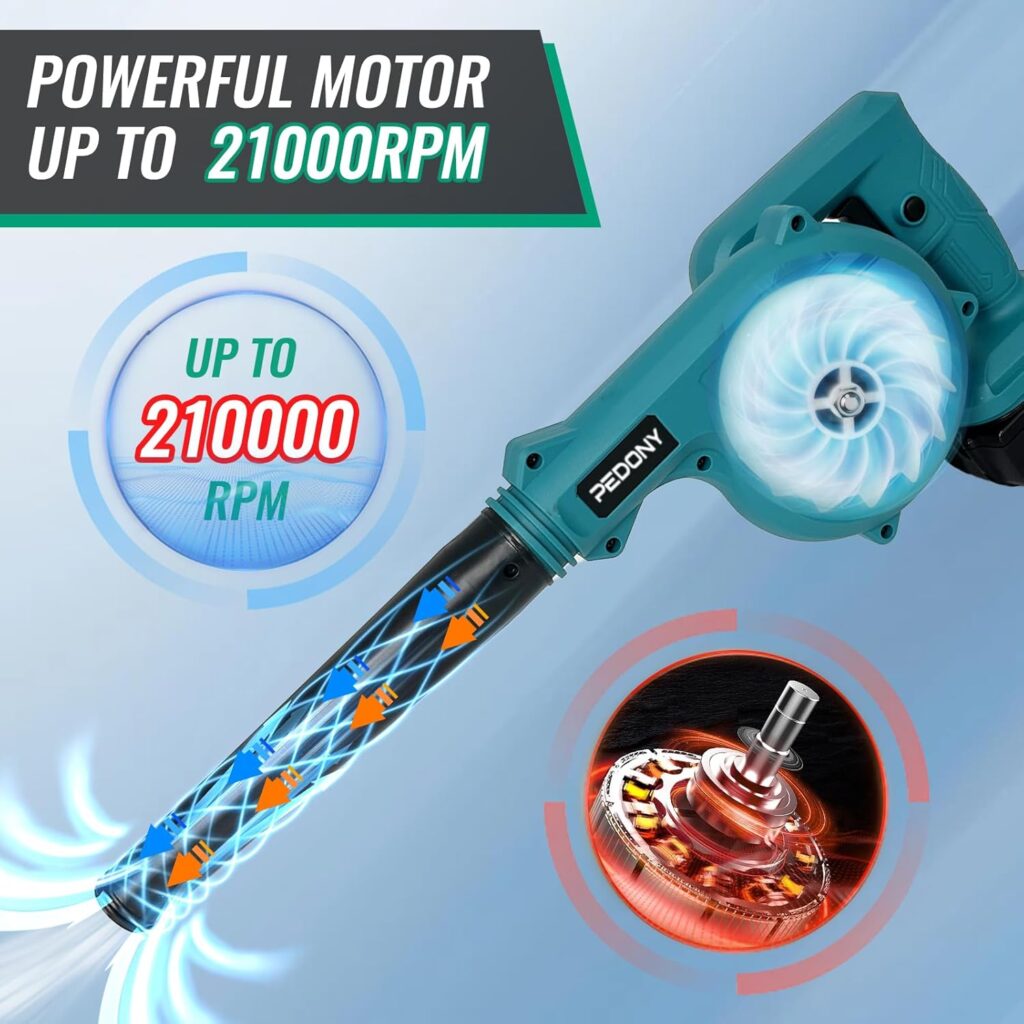 Cordless Leaf Blower for Makita 18V Battery,Electric Jobsite Air Blower 130MPH,2-in-1 Handle Electric Blower and Vacuum Cleaner for Blowing Leaf,Cleaning Dust,Small Trash,Car,Computer Host (Tool Only)