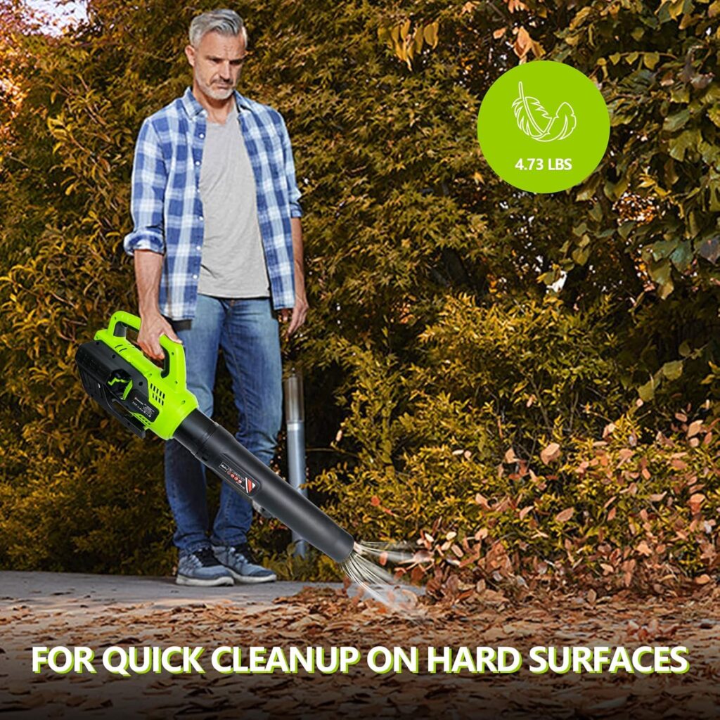 Leaf Blower Cordless,580CFM/160MPH Electric Leaf Blower with 4.0Ah Battery and Fast Charger, Lightweight Leaf Blowers for Lawn Care, Yard, Garage, Patio  Sidewalk Blowing