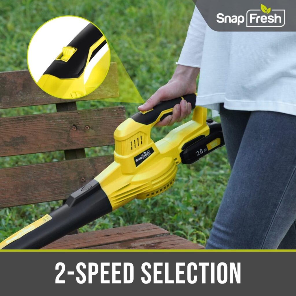SnapFresh Cordless Leaf Blower with Battery Charger, 20V Electric Leaf Blower for Lawn Care, Battery Powered Leaf Blowers Lightweight for Patio/Yard/Garden Blowing SnapFresh Cordless Leaf Blower with Battery Charger, 20V Electric Leaf Blower for Lawn Care, Battery Powered Leaf Blowers Lightweight for Patio/Yard/Garden Blowing