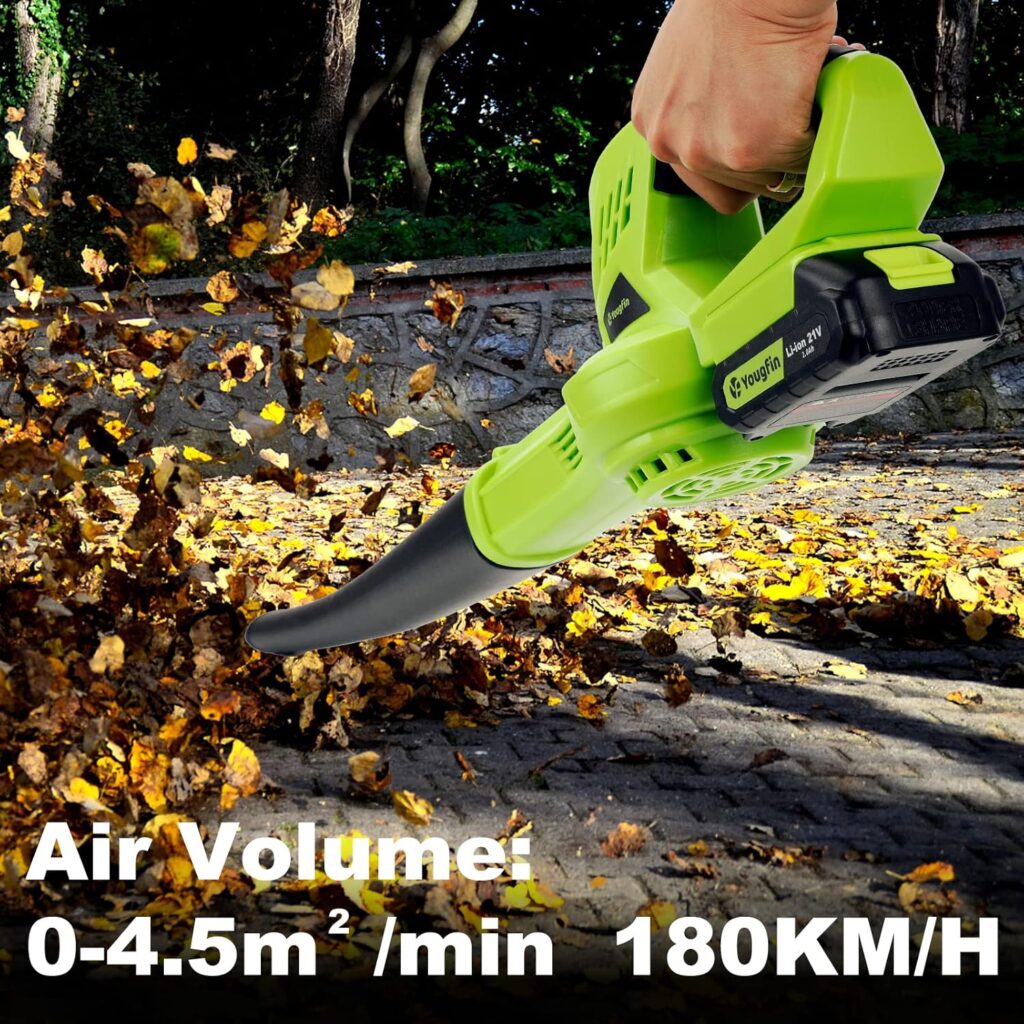 YOUGFIN Leaf Blower Cordless with Battery and Charger, 160CFM Battery Powered Electric Blowers for Lawn Care, 6 Speed Mode Small Rechargeable Leaf Blower Lightweight for Seniors (21V) YOUGFIN Leaf Blower Cordless with Battery and Charger, 160CFM Battery Powered Electric Blowers for Lawn Care, 6 Speed Mode Small Rechargeable Leaf Blower Lightweight for Seniors (21V)
