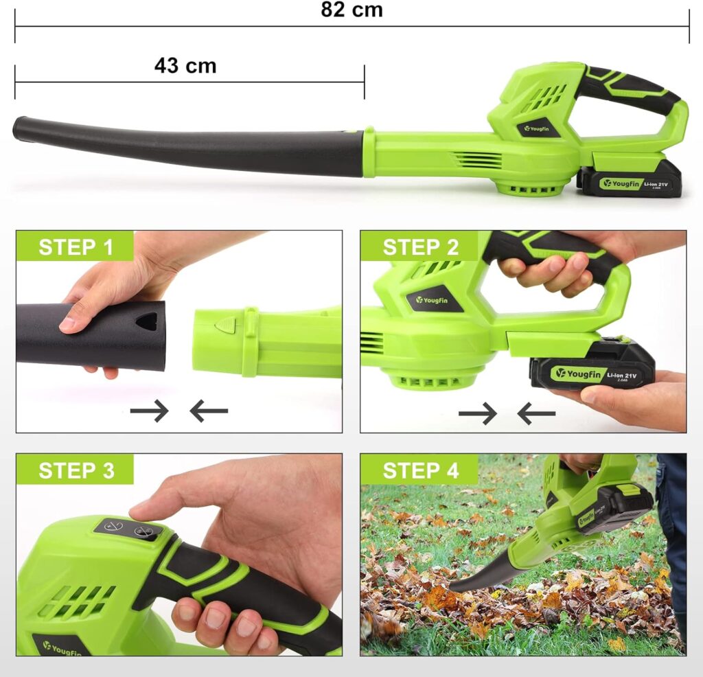 YOUGFIN Leaf Blower Cordless with Battery and Charger, 160CFM Battery Powered Electric Blowers for Lawn Care, 6 Speed Mode Small Rechargeable Leaf Blower Lightweight for Seniors (21V) YOUGFIN Leaf Blower Cordless with Battery and Charger, 160CFM Battery Powered Electric Blowers for Lawn Care, 6 Speed Mode Small Rechargeable Leaf Blower Lightweight for Seniors (21V)