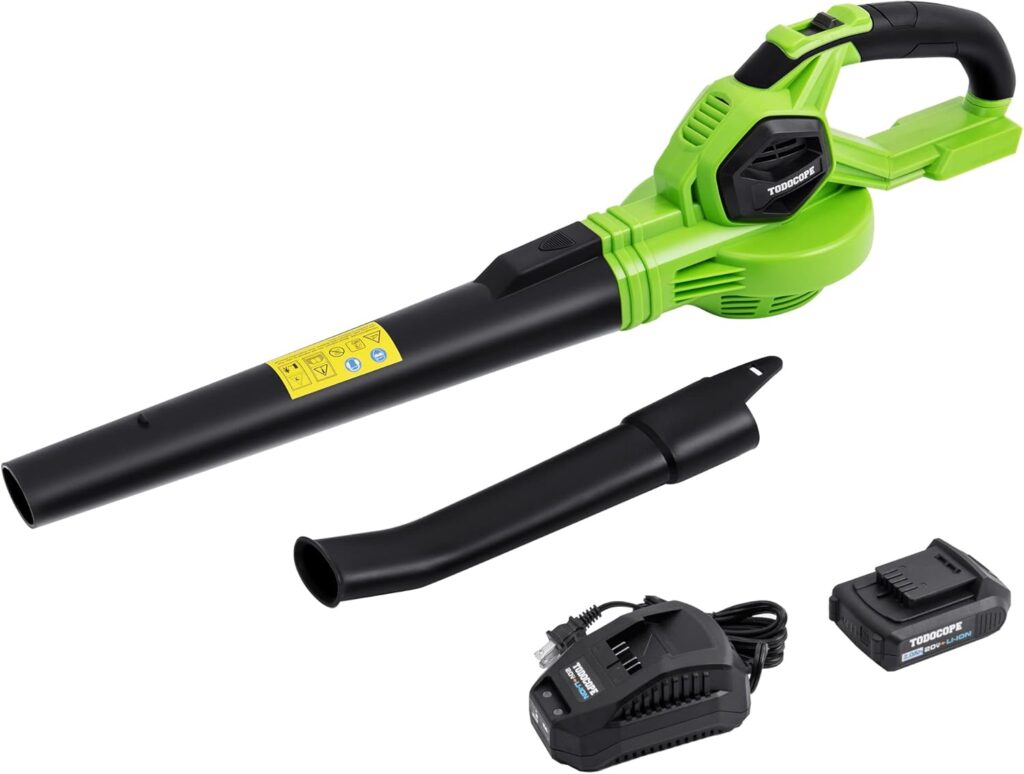 20V Cordless Leaf Blower with Battery and Charger, Electric Leaf Blower Vacuum, Battery Leaf Blower Cordless for Lawn, Variable Speed, Lightweight, Quick Charge, Green, (TDC-CB20) 20V Cordless Leaf Blower with Battery and Charger, Electric Leaf Blower Vacuum, Battery Leaf Blower Cordless for Lawn, Variable Speed, Lightweight, Quick Charge, Green, (TDC-CB20)