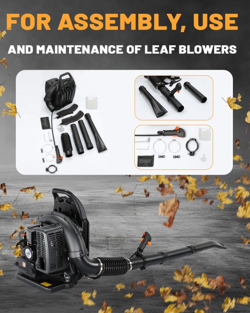 72CC Gas Backpack Leaf Blower - 2-Stroke Handheld-Class V Engine, 230 MPH 760 CFM, Adjustable Speed, Low Noise Ergonomic Design, Cruise Control for Fast Yard Cleanup (Black) 72CC Gas Backpack Leaf Blower - 2-Stroke Handheld-Class V Engine, 230 MPH 760 CFM, Adjustable Speed, Low Noise Ergonomic Design, Cruise Control for Fast Yard Cleanup (Black)