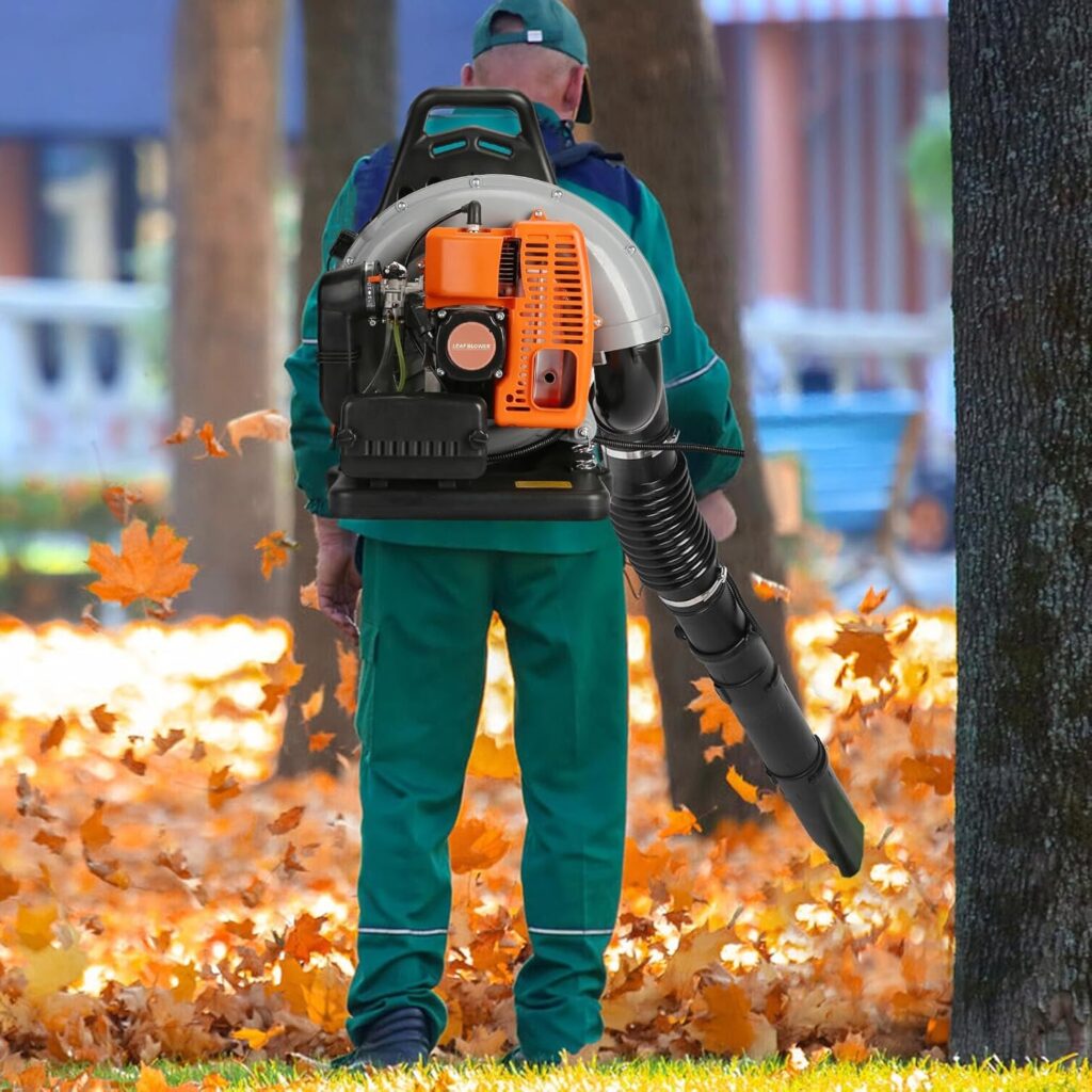 Backpack Leaf Blower Gas Powered, 2-Stroke Engine Gas Snow Blower Cordless Ergonomic Design Dust Blower 63CC 665 CFM Garden Cleaner for Lawn Blowing Leaves Snow Debris Orange Backpack Leaf Blower Gas Powered, 2-Stroke Engine Gas Snow Blower Cordless Ergonomic Design Dust Blower 63CC 665 CFM Garden Cleaner for Lawn Blowing Leaves Snow Debris Orange