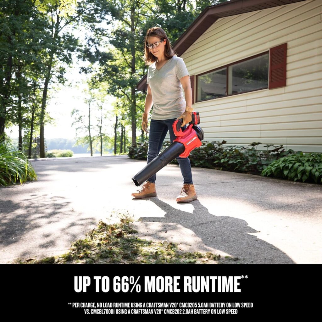 CRAFTSMAN Leaf Blower Cordless with Battery and Charger V20 RP, Up to 110 MPH Power, Handheld Electric Leaf Blower, Brushless Motor, Lightweight, 5.0Ah (CMCBL730P1) CRAFTSMAN Leaf Blower Cordless with Battery and Charger V20 RP, Up to 110 MPH Power, Handheld Electric Leaf Blower, Brushless Motor, Lightweight, 5.0Ah (CMCBL730P1)