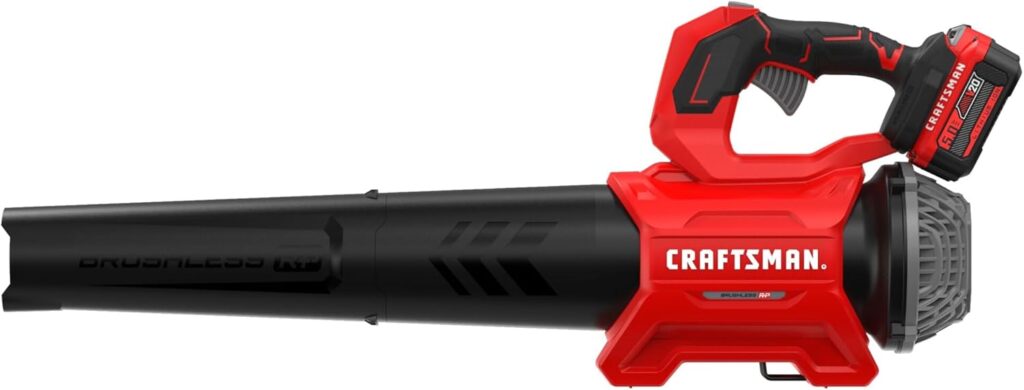 CRAFTSMAN Leaf Blower Cordless with Battery and Charger V20 RP, Up to 110 MPH Power, Handheld Electric Leaf Blower, Brushless Motor, Lightweight, 5.0Ah (CMCBL730P1) CRAFTSMAN Leaf Blower Cordless with Battery and Charger V20 RP, Up to 110 MPH Power, Handheld Electric Leaf Blower, Brushless Motor, Lightweight, 5.0Ah (CMCBL730P1)