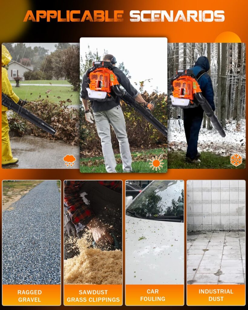 Getell 80cc Gas Backpack Leaf Blower, 900CFM 206MPH 2-Stroke Engine, Heavy-Duty Leaf Snow Blower for Lawn, Garden Commercial Use (853 EZ) Getell 80cc Gas Backpack Leaf Blower, 900CFM 206MPH 2-Stroke Engine, Heavy-Duty Leaf Snow Blower for Lawn, Garden Commercial Use (853 EZ)