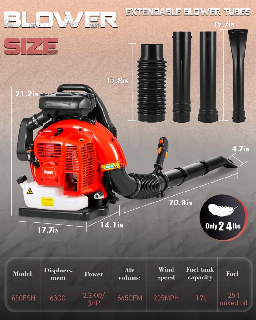 Professional Gas Powered Backpack Leaf Blower – 2-Stroke High-Performance 63CC/665 CFM Blower System with Comfort Design for Complete Property Maintenance (GB657 PRO) Professional Gas Powered Backpack Leaf Blower – 2-Stroke High-Performance 63CC/665 CFM Blower System with Comfort Design for Complete Property Maintenance (GB657 PRO)