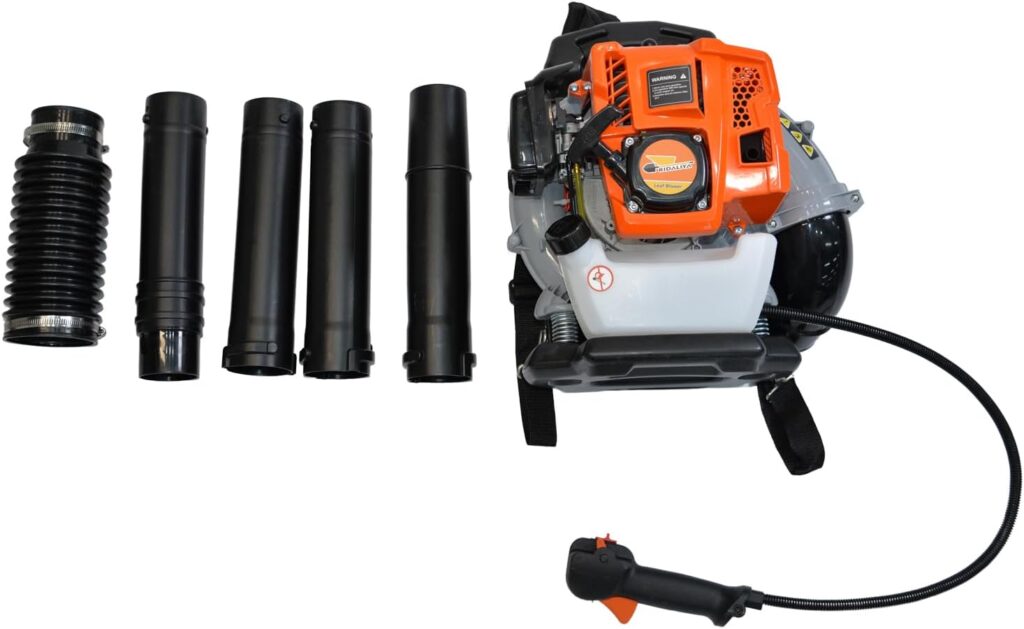 RIDALIYA 79CC Backpack Leaf Blower, 4.3HP Heavy-Duty Gas Powered Blower with 900 CFM Air Volume 210 MPH Wind Speed, High-Performance 2-Stroke Engine for Commercial Lawn, Farm, and Jobsite Cleanup RIDALIYA 79CC Backpack Leaf Blower, 4.3HP Heavy-Duty Gas Powered Blower with 900 CFM Air Volume 210 MPH Wind Speed, High-Performance 2-Stroke Engine for Commercial Lawn, Farm, and Jobsite Cleanup