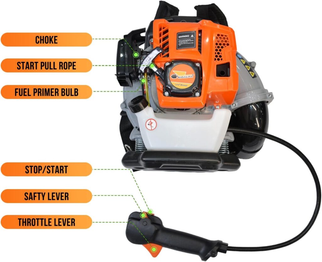 RIDALIYA 79CC Backpack Leaf Blower, 4.3HP Heavy-Duty Gas Powered Blower with 900 CFM Air Volume 210 MPH Wind Speed, High-Performance 2-Stroke Engine for Commercial Lawn, Farm, and Jobsite Cleanup RIDALIYA 79CC Backpack Leaf Blower, 4.3HP Heavy-Duty Gas Powered Blower with 900 CFM Air Volume 210 MPH Wind Speed, High-Performance 2-Stroke Engine for Commercial Lawn, Farm, and Jobsite Cleanup