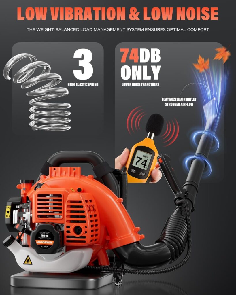 Snoonwee Backpack Leaf Blower Gas Powered – Commercial 52cc 2-Stroke Engine, 200 MPH 550 CFM Heavy Duty Blower for Lawn Care, Debris Snow (A808-2) Snoonwee Backpack Leaf Blower Gas Powered – Commercial 52cc 2-Stroke Engine, 200 MPH 550 CFM Heavy Duty Blower for Lawn Care, Debris Snow (A808-2)
