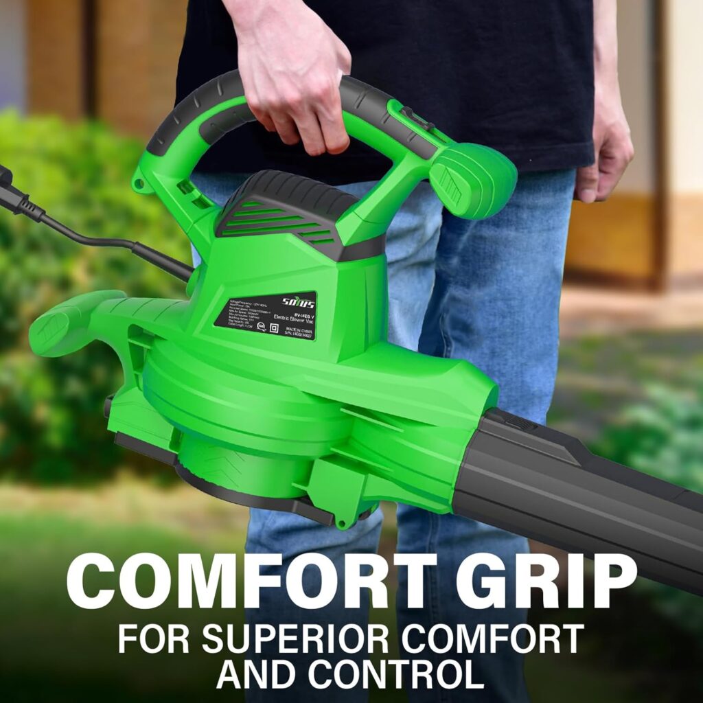 SOYUS 3-in-1 Electric Leaf Blower, Vacuum and Mulcher - 12Amp 365CFM Leaf Vac with Metal Impeller, 2-Speed Blower for Lawn Care with Bag and 10:1 Mulch Ratio SOYUS 3-in-1 Electric Leaf Blower, Vacuum and Mulcher - 12Amp 365CFM Leaf Vac with Metal Impeller, 2-Speed Blower for Lawn Care with Bag and 10:1 Mulch Ratio