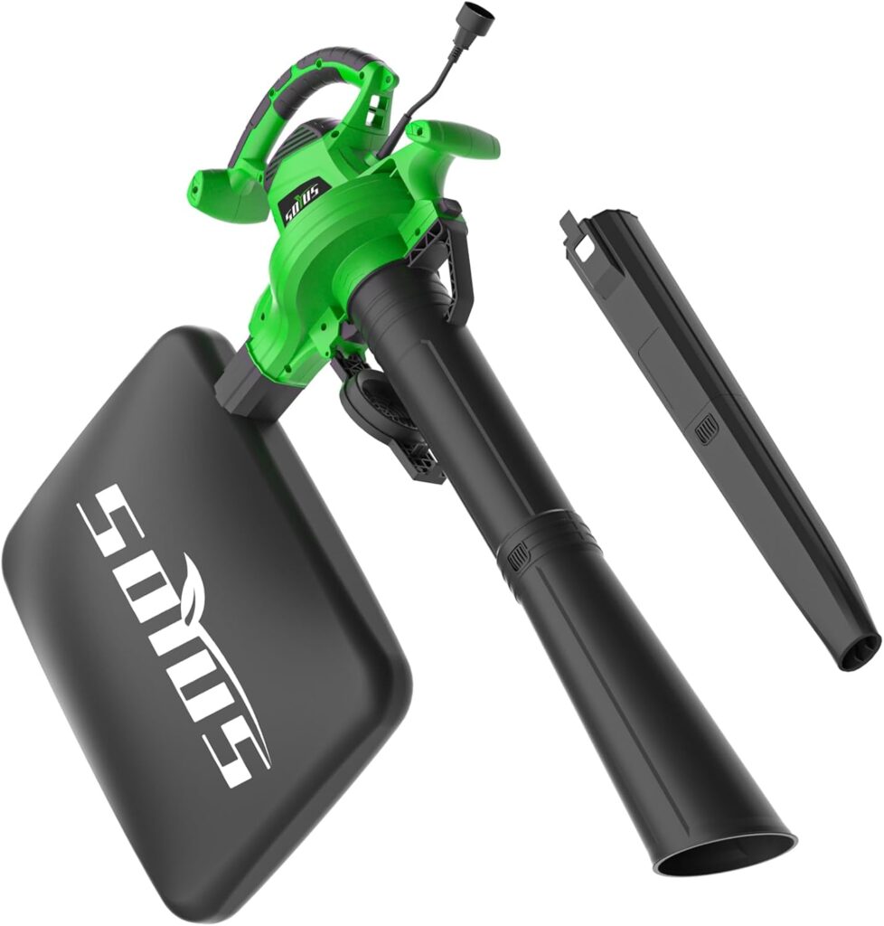 SOYUS 3-in-1 Electric Leaf Blower, Vacuum and Mulcher - 12Amp 365CFM Leaf Vac with Metal Impeller, 2-Speed Blower for Lawn Care with Bag and 10:1 Mulch Ratio SOYUS 3-in-1 Electric Leaf Blower, Vacuum and Mulcher - 12Amp 365CFM Leaf Vac with Metal Impeller, 2-Speed Blower for Lawn Care with Bag and 10:1 Mulch Ratio