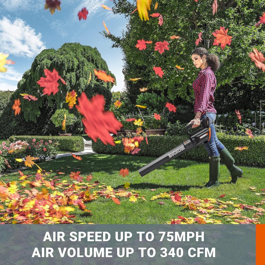 WORX Cordless Leaf Blower 20V WORXAIR Turbine Blower WG547.2 for Lawn Care Yard Work, 2 Variable Speed Control, 1 * 4.0 Ah Battery Charger Included WORX Cordless Leaf Blower 20V WORXAIR Turbine Blower WG547.2 for Lawn Care Yard Work, 2 Variable Speed Control, 1 * 4.0 Ah Battery Charger Included