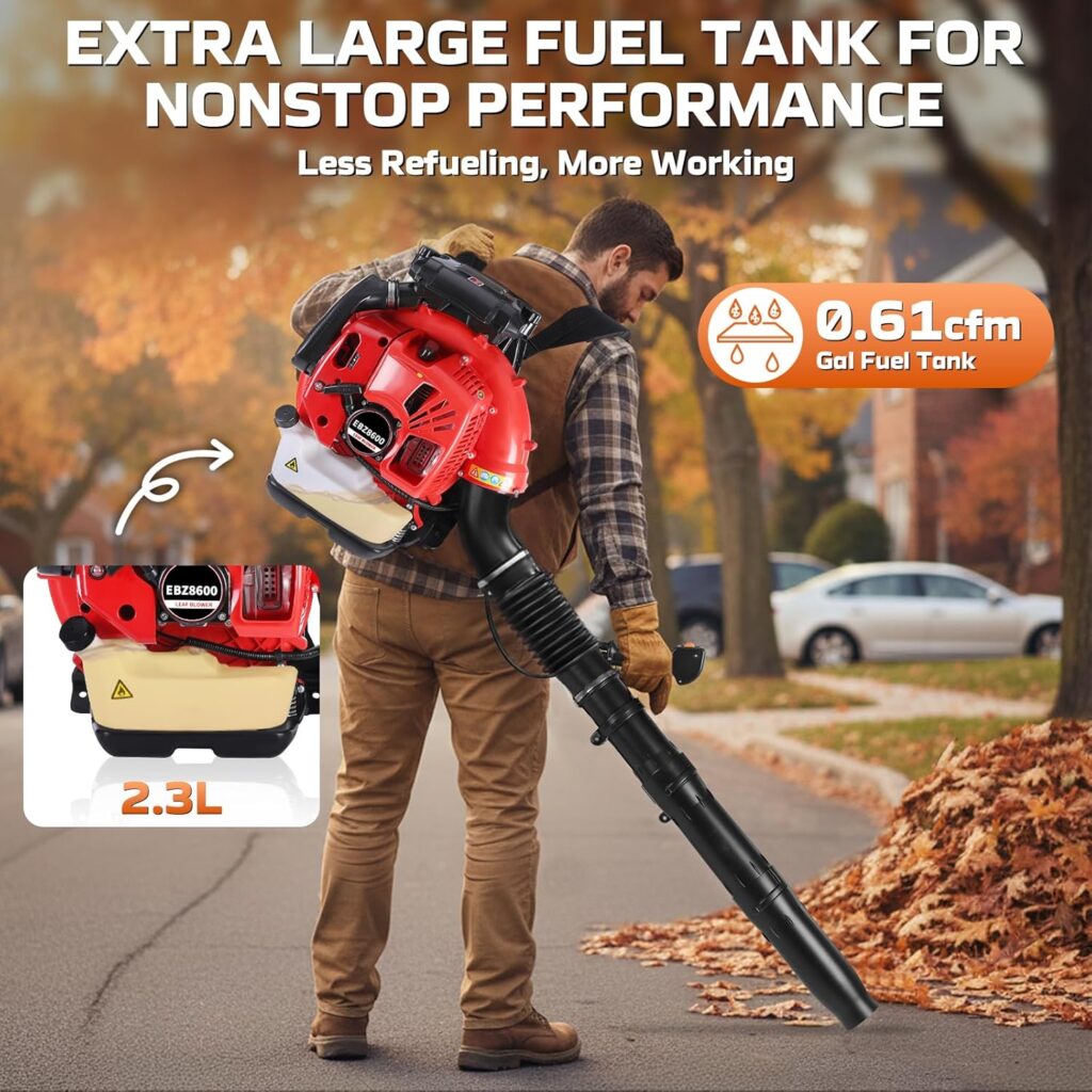 WTHW 80cc Gas Backpack Leaf Blower Heavy-Duty, High-Velocity 92.2 M/S, Engine Blower Power Tool for Professional Yard Cleanup and Heavy Leaves. (WH0608) WTHW 80cc Gas Backpack Leaf Blower Heavy-Duty, High-Velocity 92.2 M/S, Engine Blower Power Tool for Professional Yard Cleanup and Heavy Leaves. (WH0608)